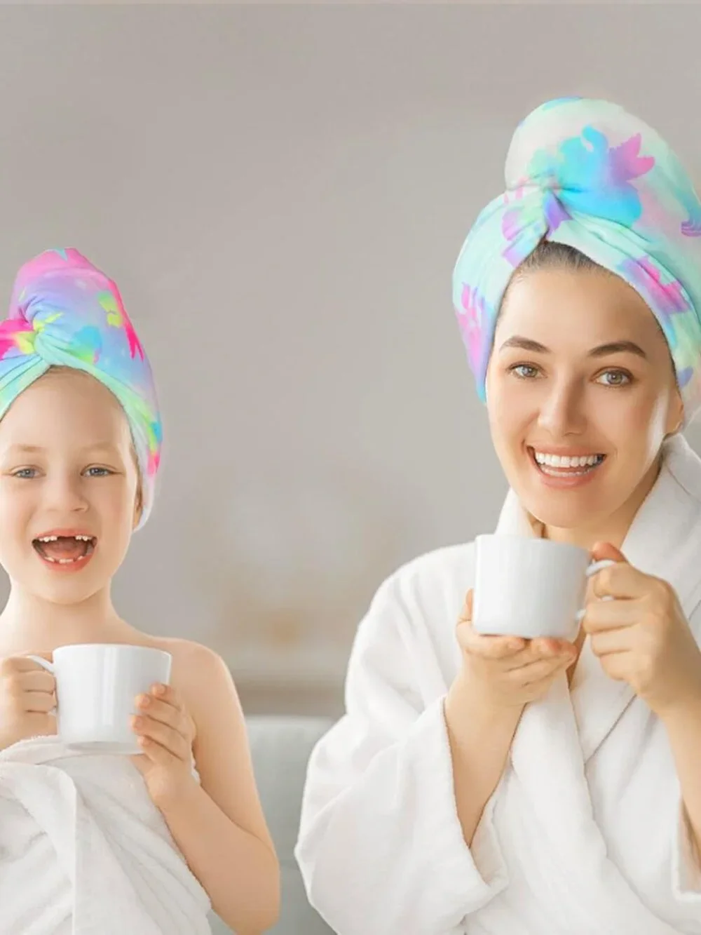 Microfiber Hair Towel Wrap for Kids Girls, Ultra Absorbent, 2 Pack